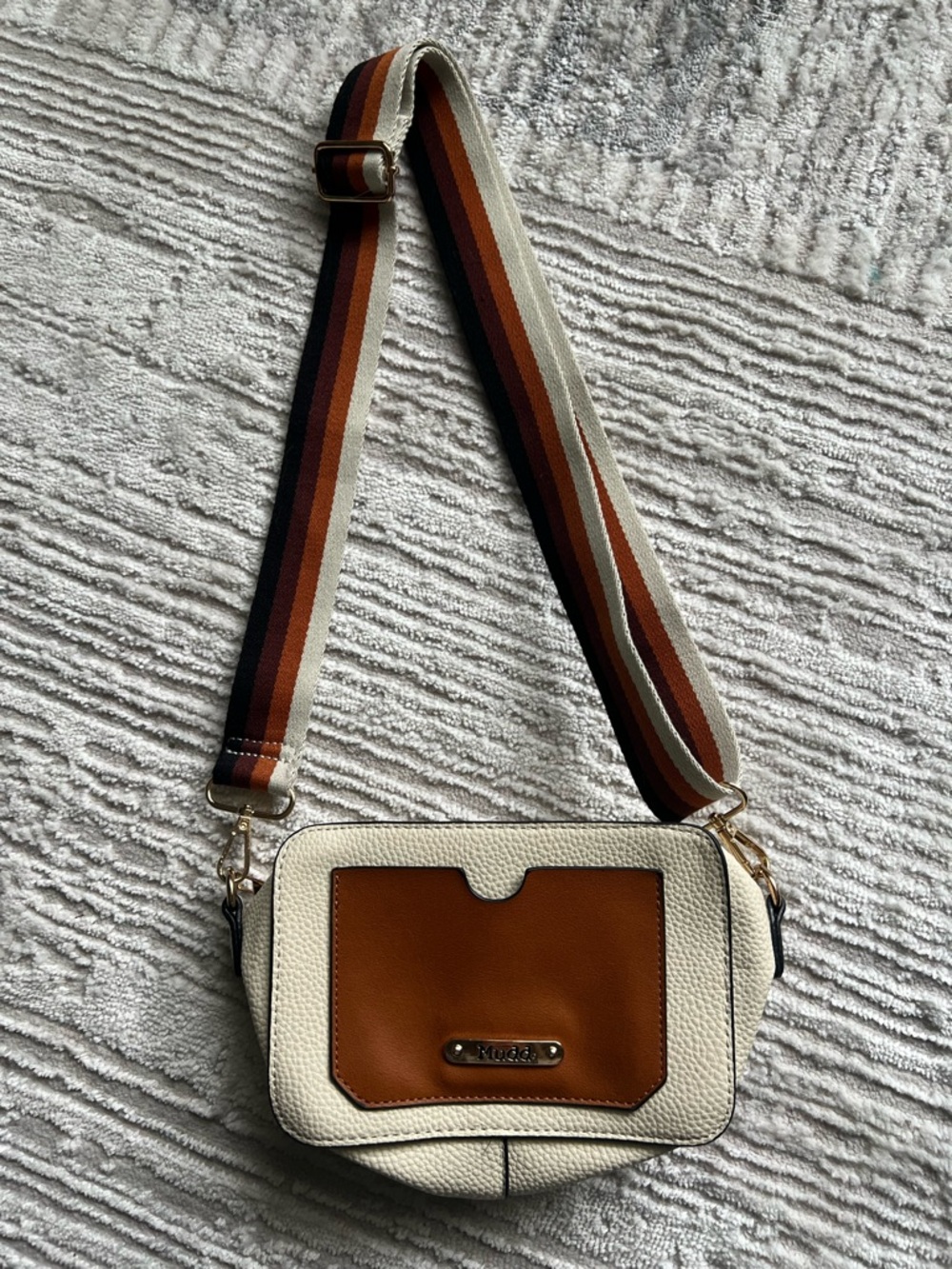 Mudd Women’s Cream and Brown Crossbody Shoulder Bag